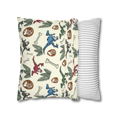 Dinosaur Fossil Pattern Pillowcase — Kids Paleontology Throw Pillow Cover