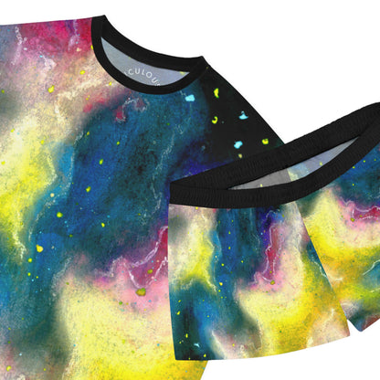 Galaxy Watercolor Women's Short Pajama Set — Colorful Nebula Sleepwear