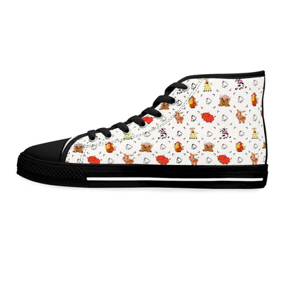 Women's High Top Sneakers — Cute Autumn Animal Cow Pattern Casual Shoes