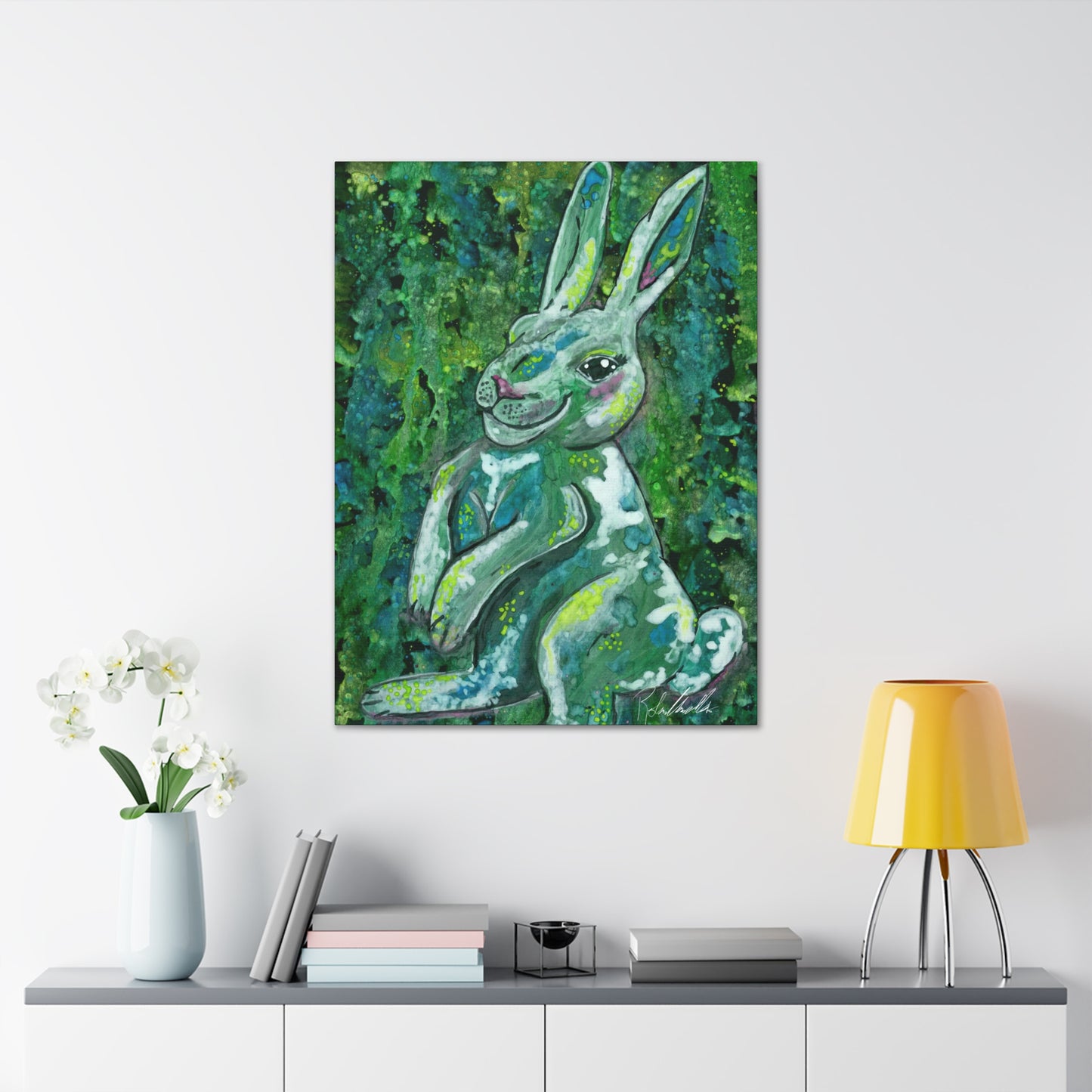 Green Rabbit Canvas Gallery Wraps