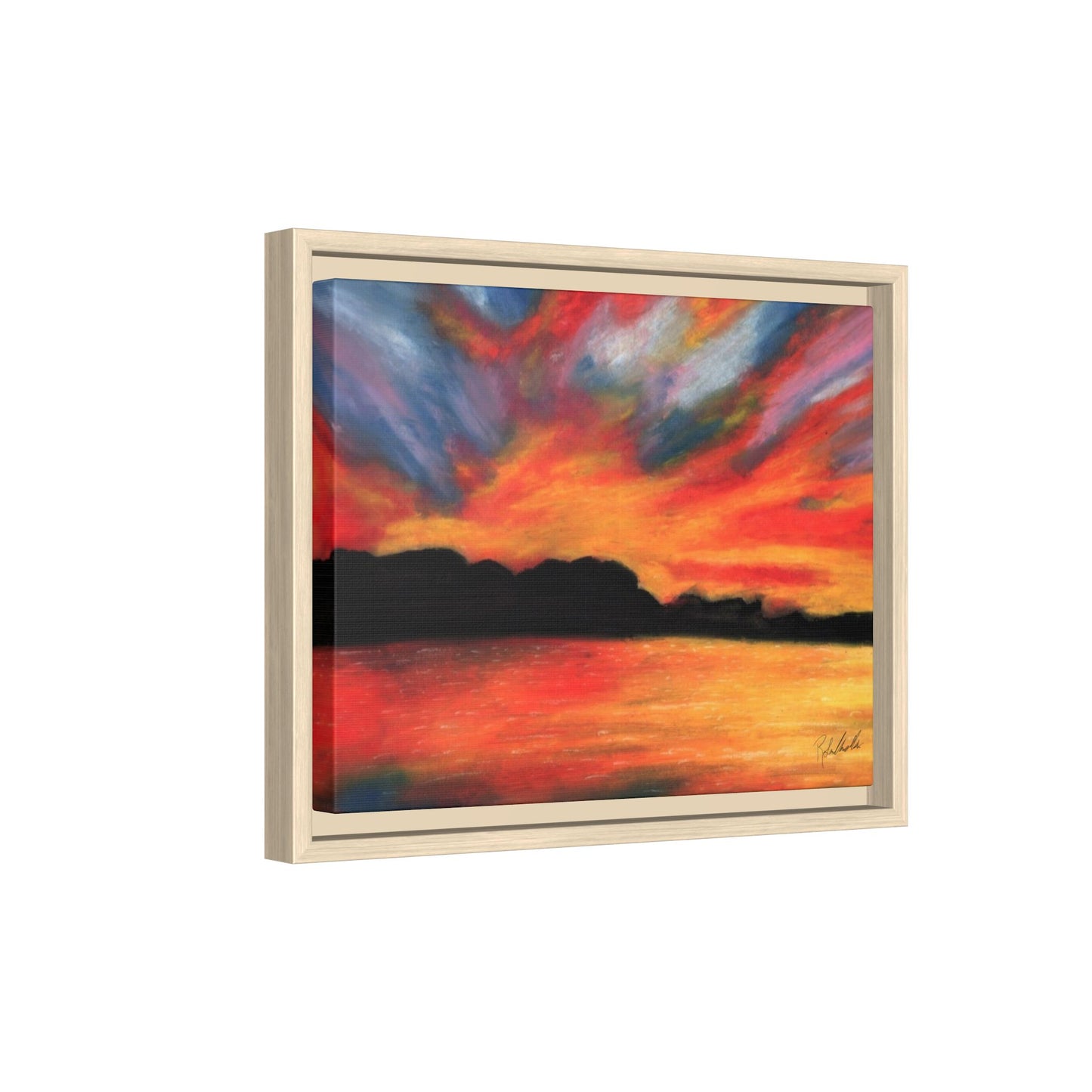 Sunset Over The Lake Framed Wall Art