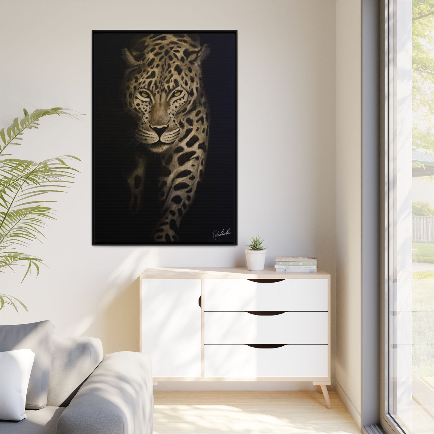 Leopard at Night Framed Wall Art