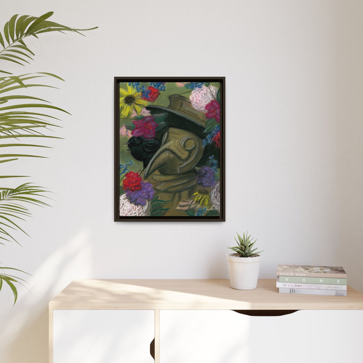 Plague Doctor and Raven Framed Wall Art