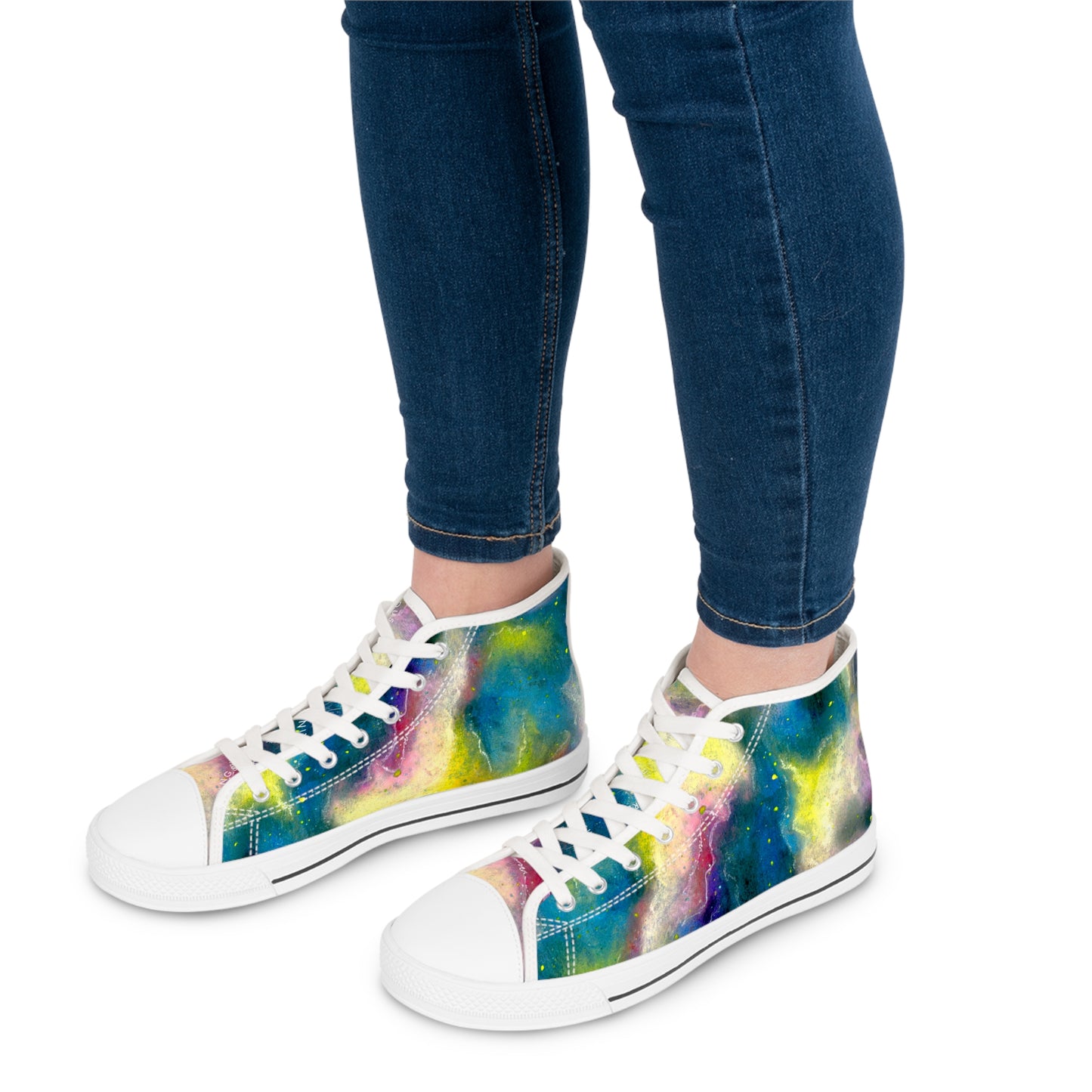 Women's High Top Sneakers — Colorful Galaxy Watercolor Print