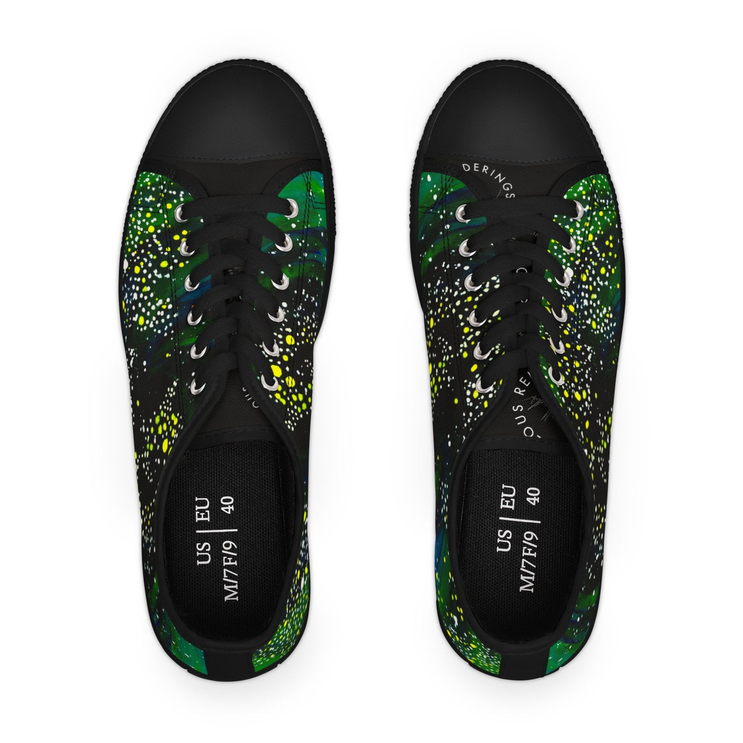 Women's Low Top Sneakers — Green Galaxy Print