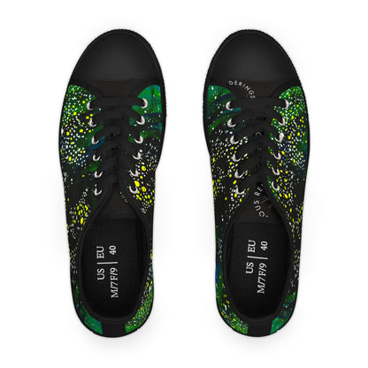 Women's Low Top Sneakers — Green Galaxy Print