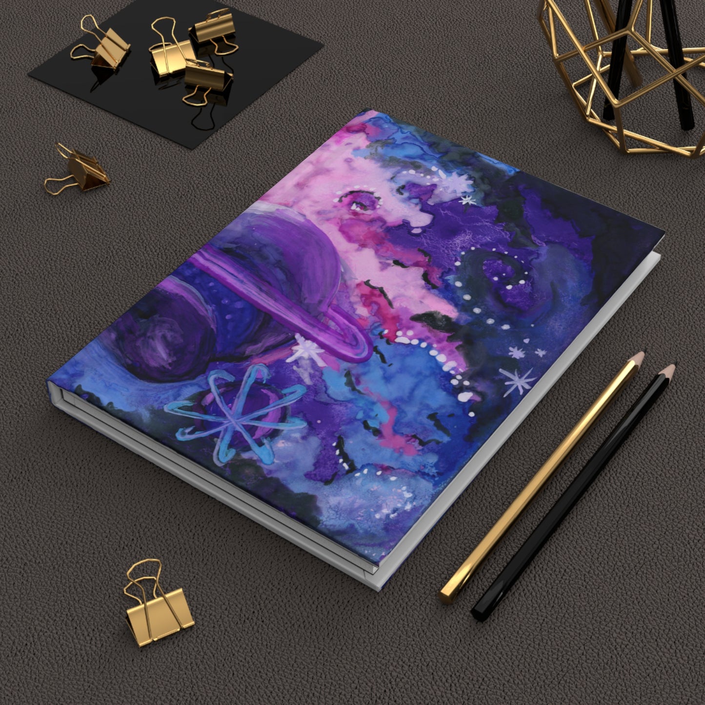 Purple Galaxy Hardcover Journal Matte 150 Pages, Printed Cover