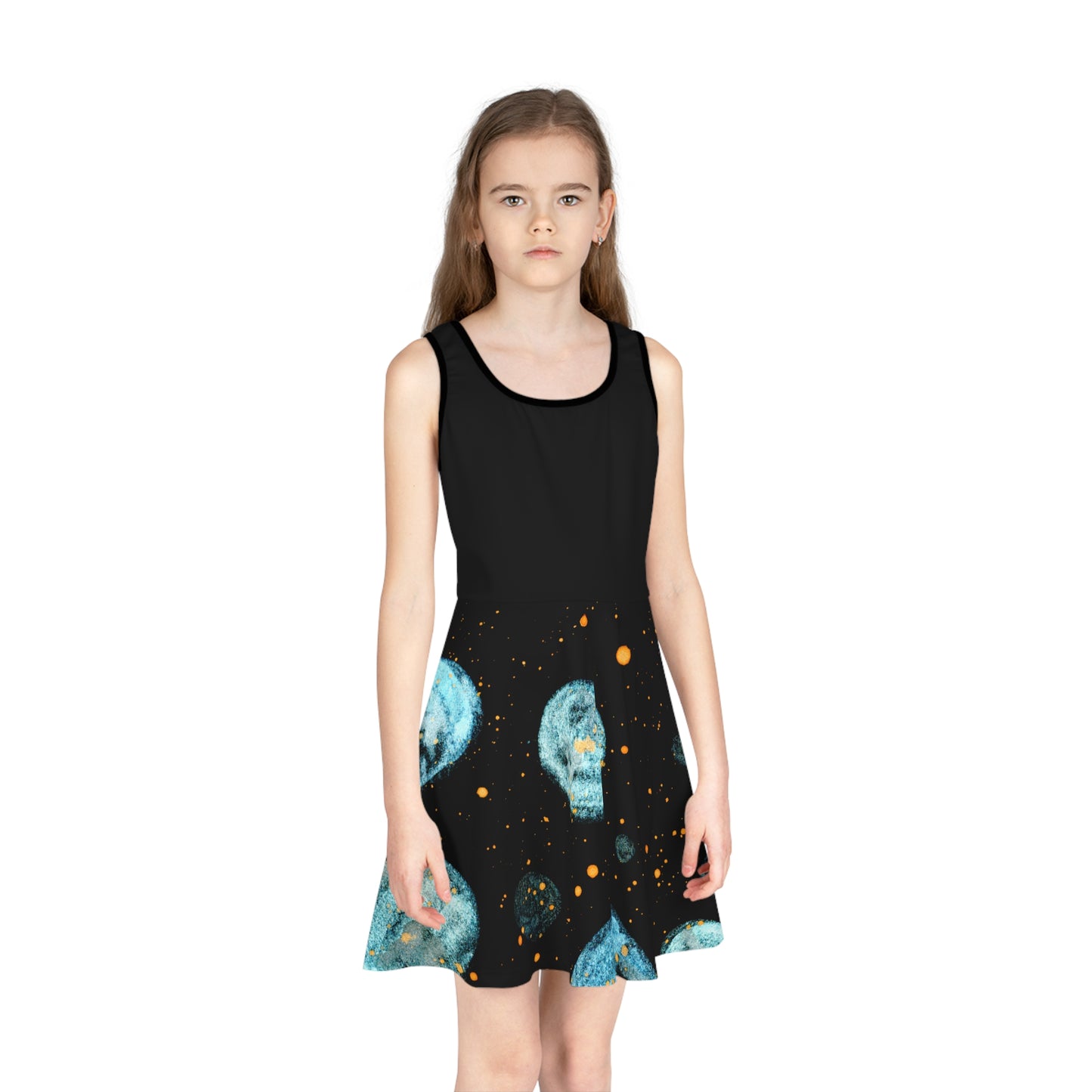 Little Blue Planets Galaxy Girls' Sleeveless Sundress (AOP)