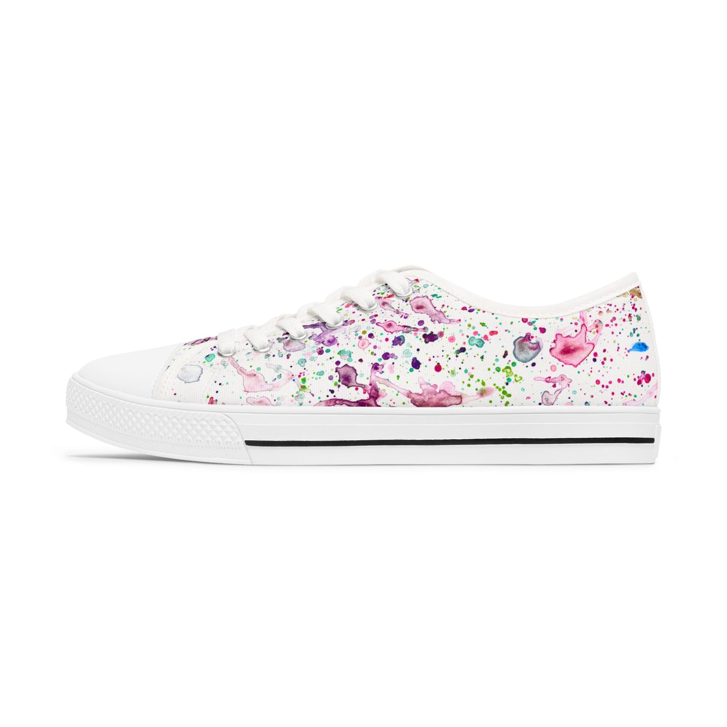 Low Top Sneakers — Pastel Watercolor Floral Print Women's Canvas Shoes