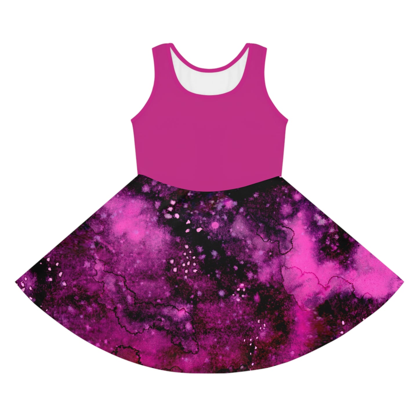 Pink Top Galaxy Girls' Sleeveless Sundress (AOP)