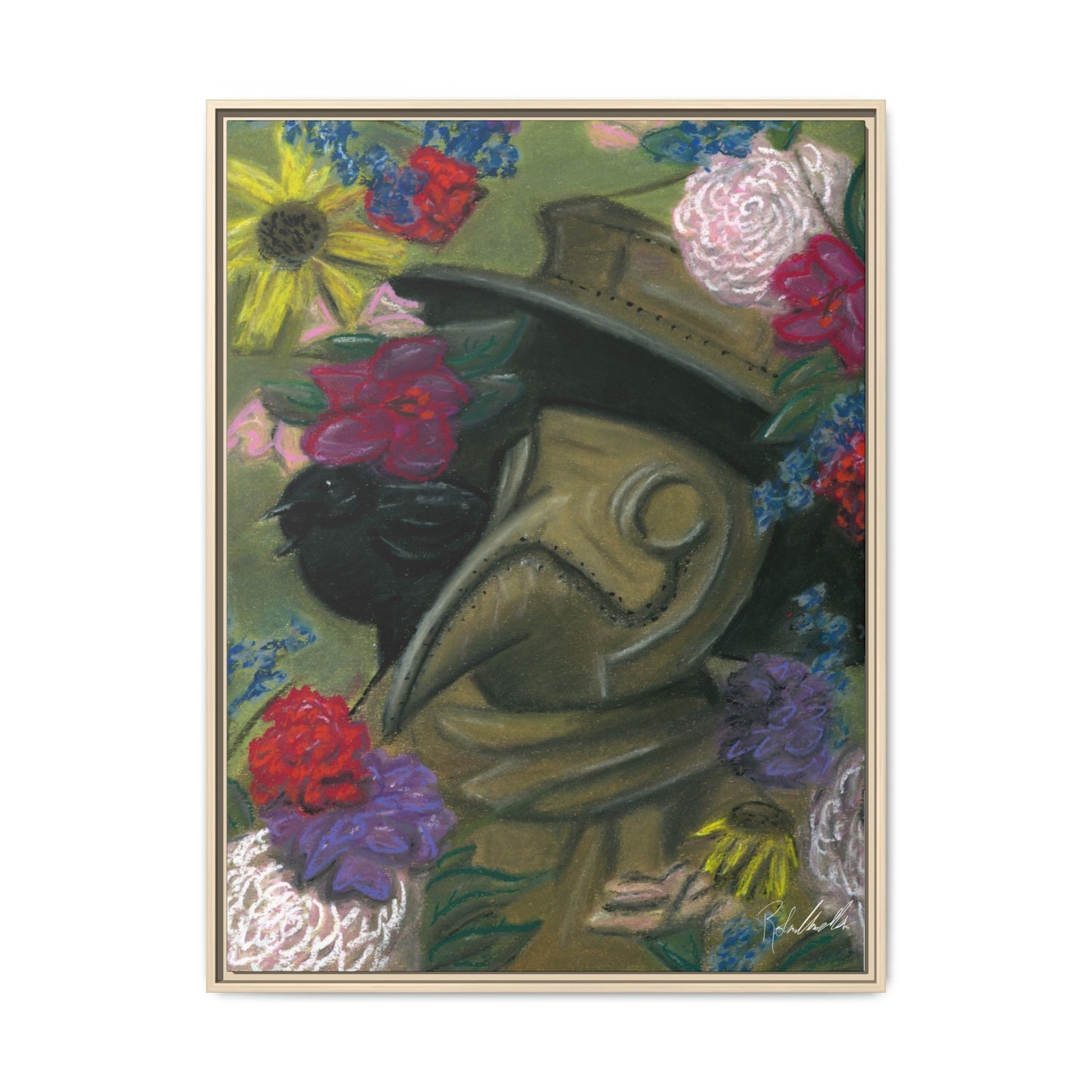 Plague Doctor and Raven Framed Wall Art