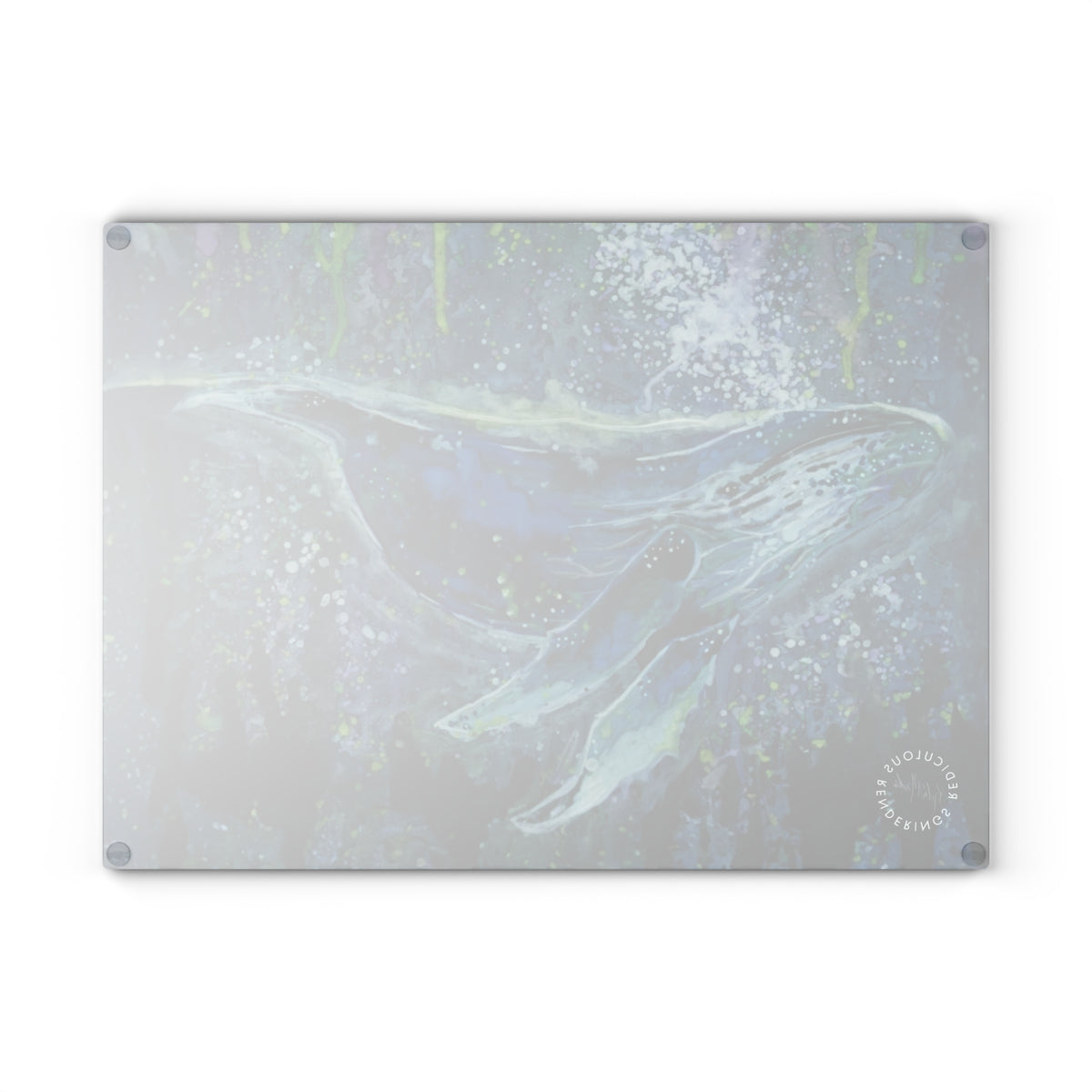 Whale Ocean Glass Cutting Board – Artistic Humpback Sea Life Kitchen Board