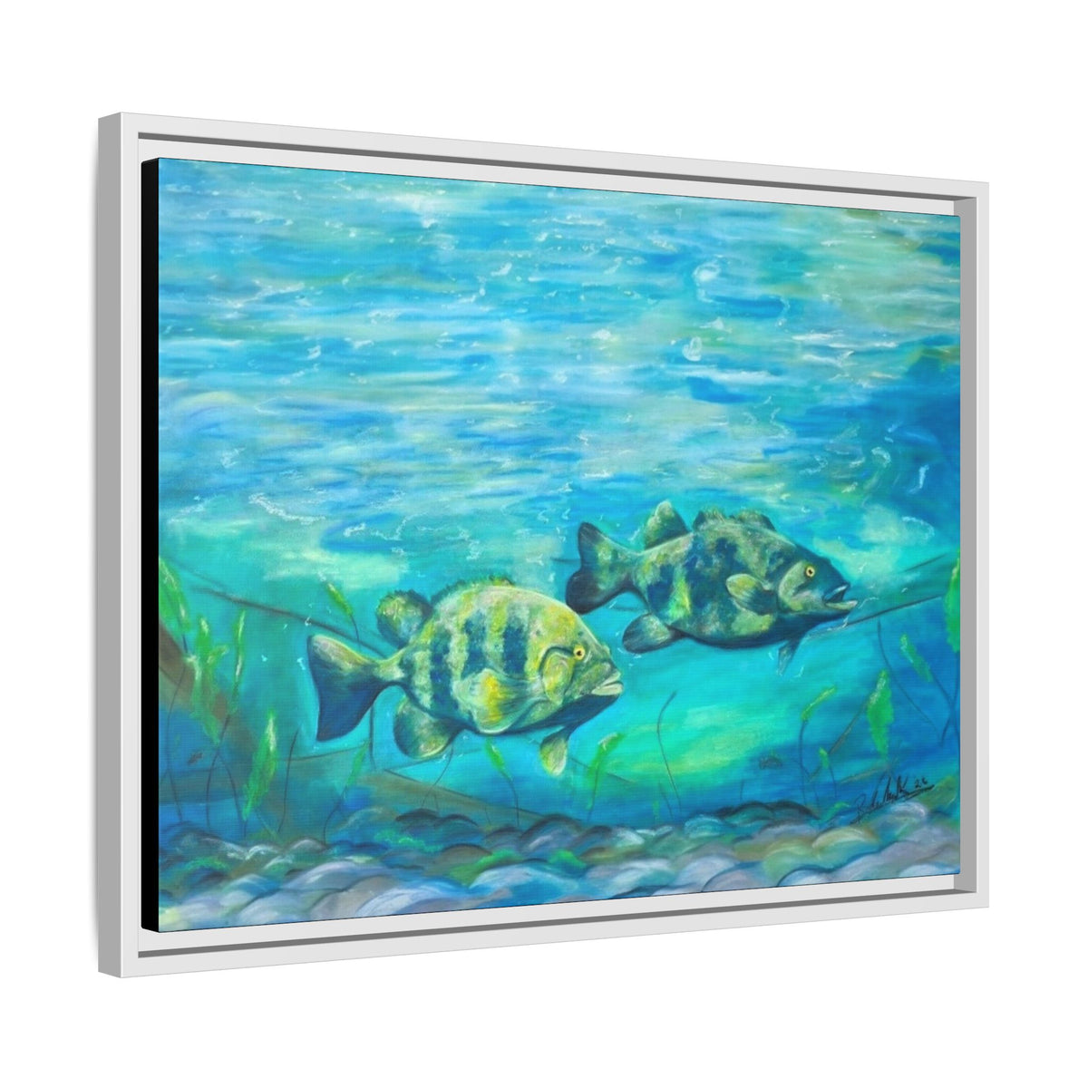 Framed Matte Canvas - Underwater Fish Scene