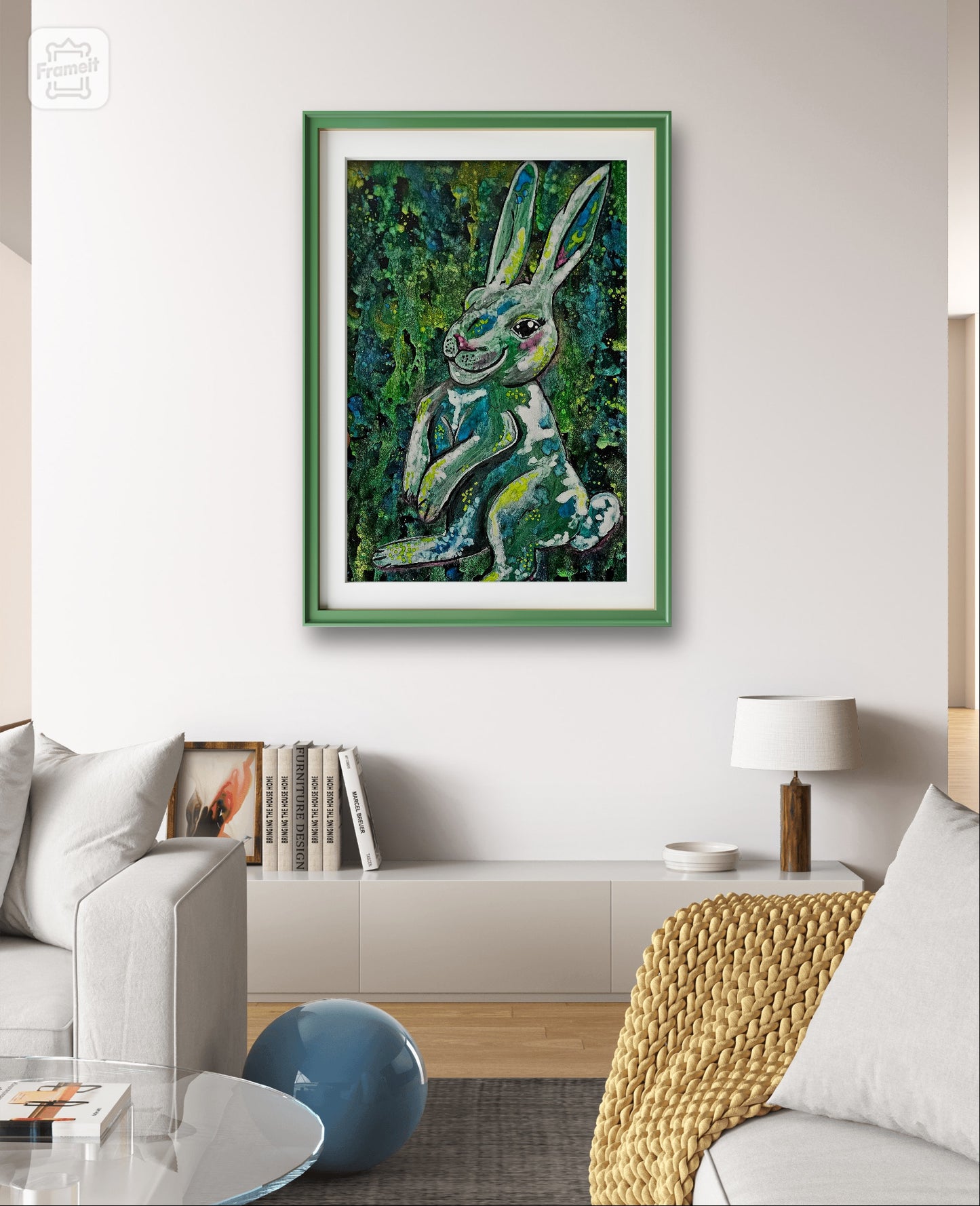 Abstract Green Bunny Rabbit 8x10 Museum Grade Fine Art Print