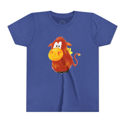 Cute Cartoon Cow Kids T-Shirt — Playful Red Cow Graphic Youth Tee
