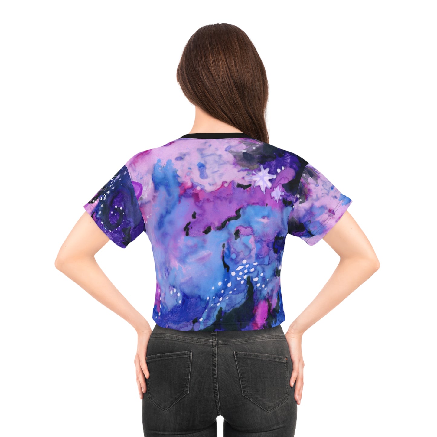 Galaxy Watercolor Crop Tee – Purple Planet Astronautic All-Over Print