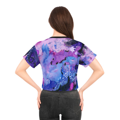 Galaxy Watercolor Crop Tee – Purple Planet Astronautic All-Over Print
