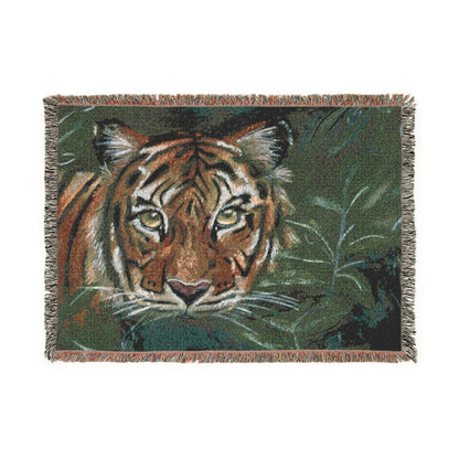 Tiger Woven Blanket — Jungle Tiger Throw with Fringe