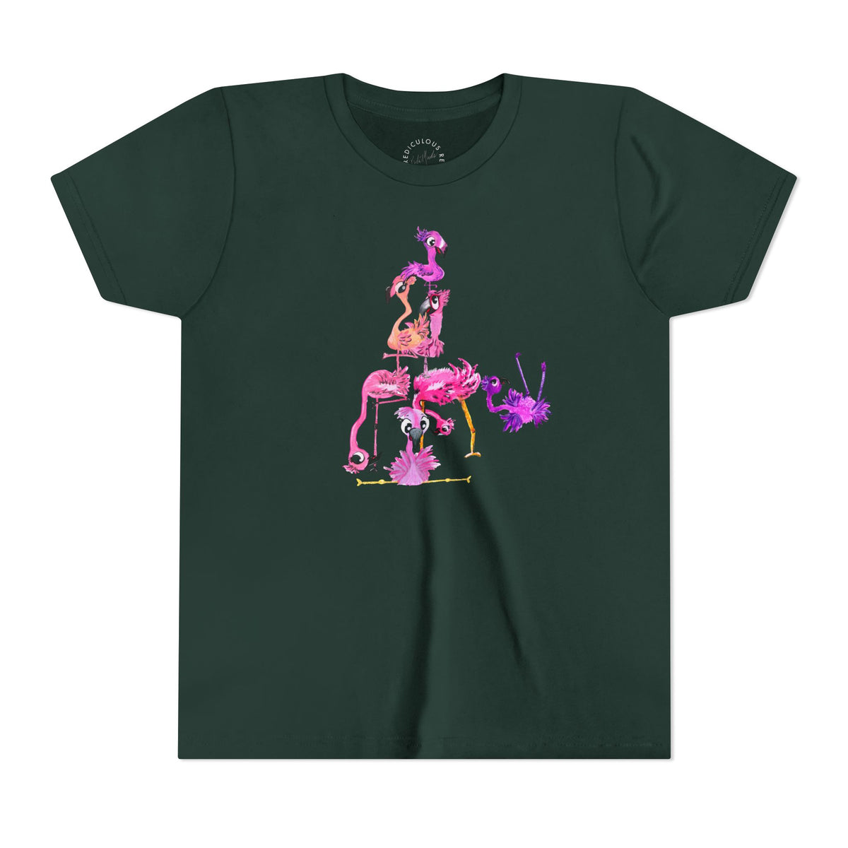 Youth Tee — Watercolor Pink Flamingo Stack Kids T-Shirt
