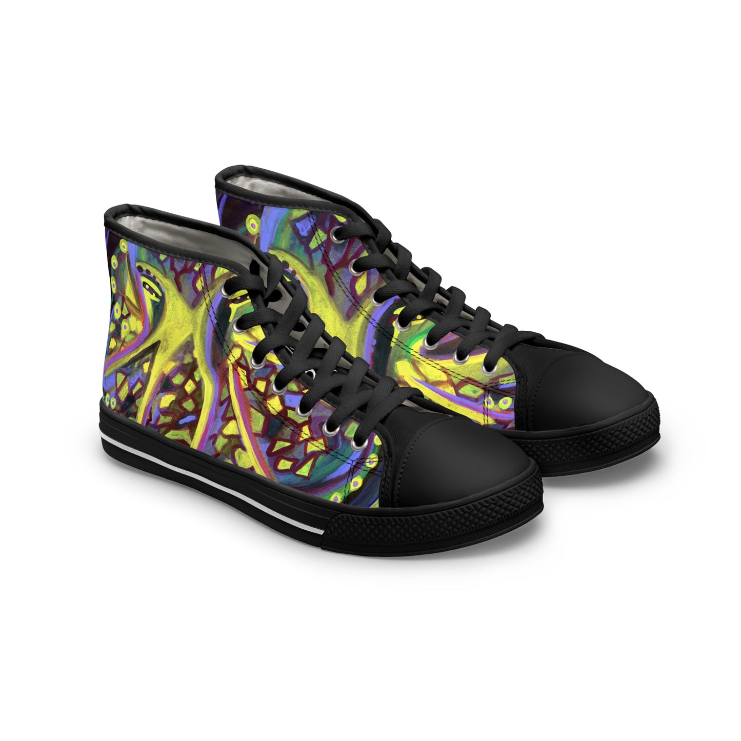 Octopus Green/Black Woman's Classic High Top Sneakers