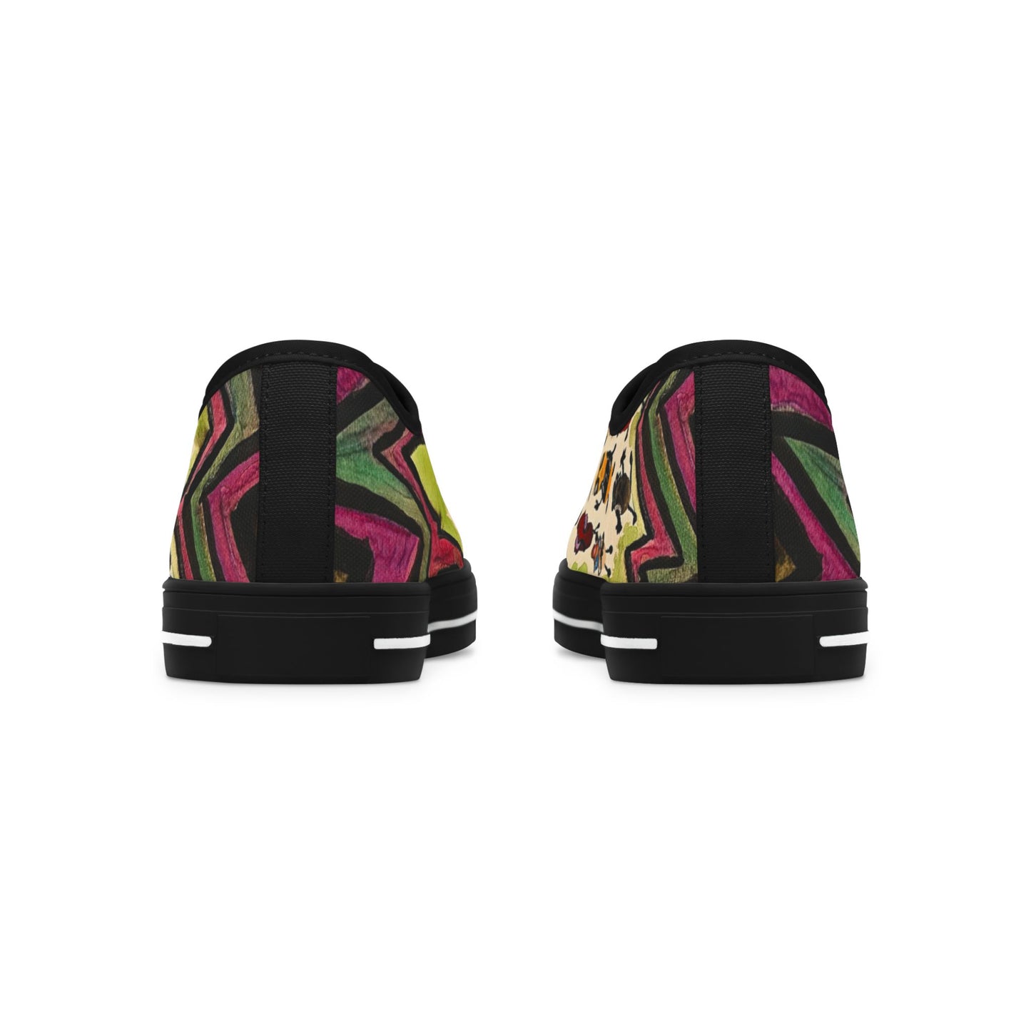 Low Top Sneakers — Colorful Boho Cool Beans Pattern Women's Canvas Shoes