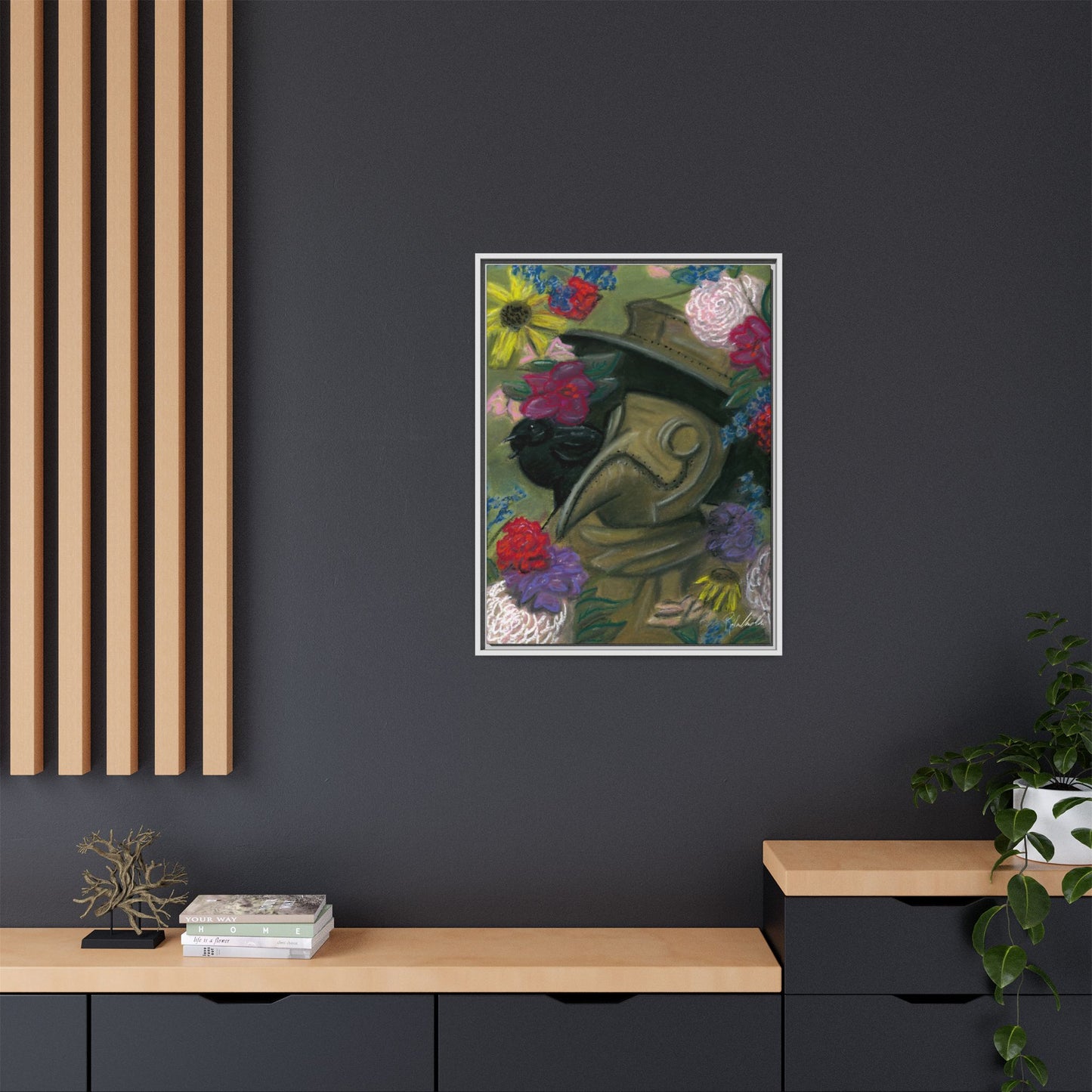 Plague Doctor and Raven Framed Wall Art