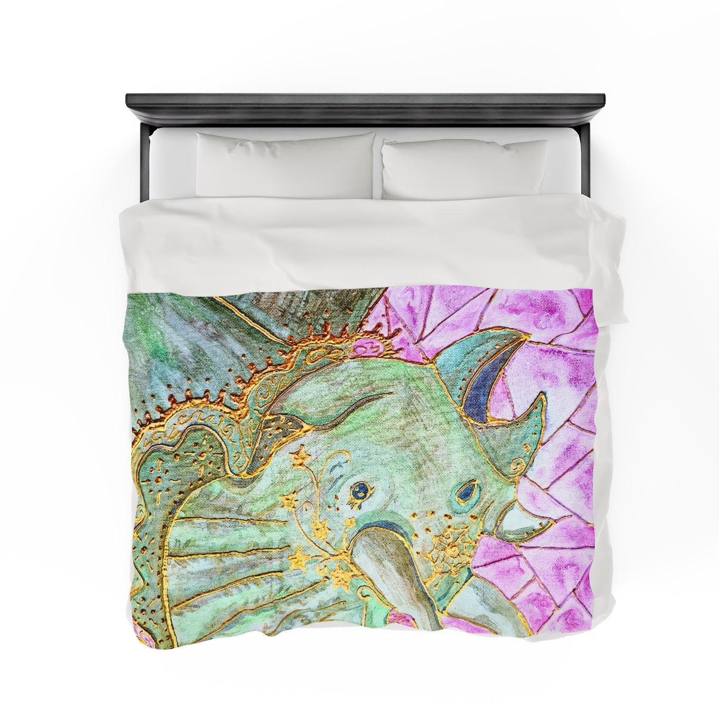 Triceratops Velveteen Plush Blanket