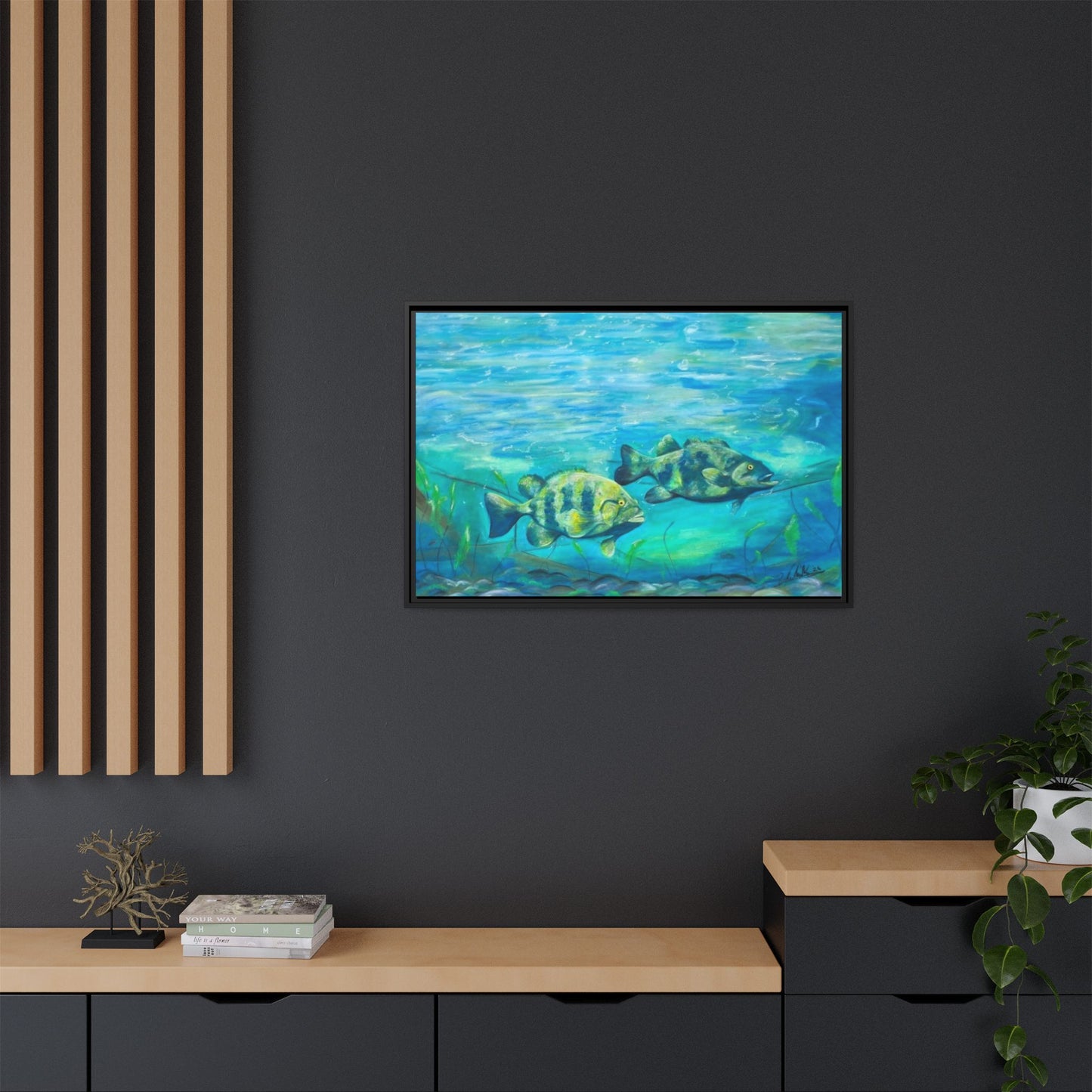 Framed Matte Canvas - Underwater Fish Scene