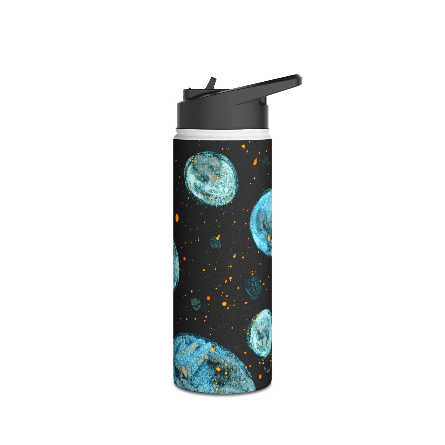 Little Blue Planets Galaxy Stainless Steel Water Bottle, Standard Lid