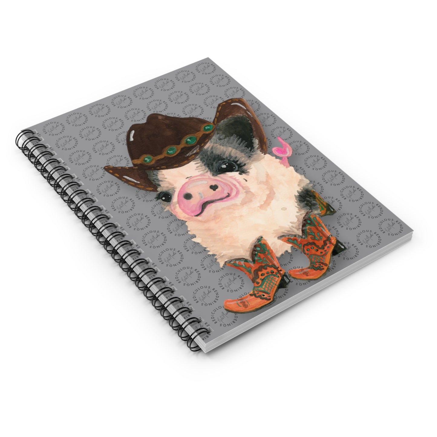 Cowboy Pig Ruled Line Notebook 118 Pages, Printed Cover