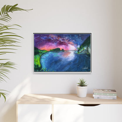 Watercolor Sunset Lake Framed Wall Art
