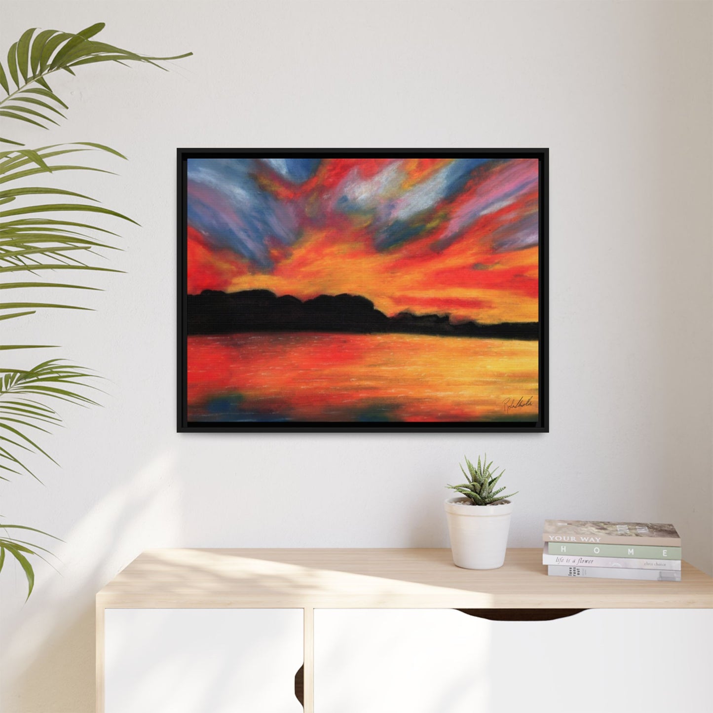 Sunset Over The Lake Framed Wall Art