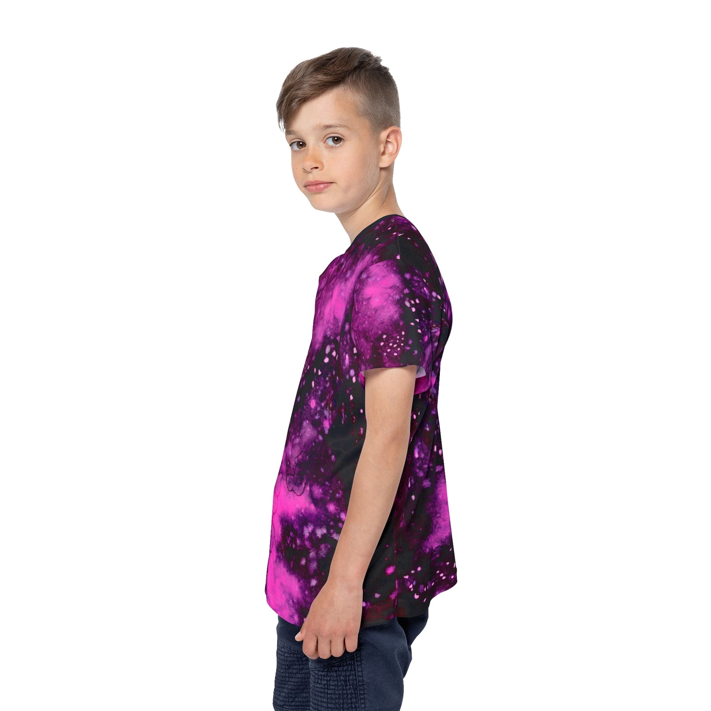 Rose Colored Galaxy Kids Sports Jersey (AOP)