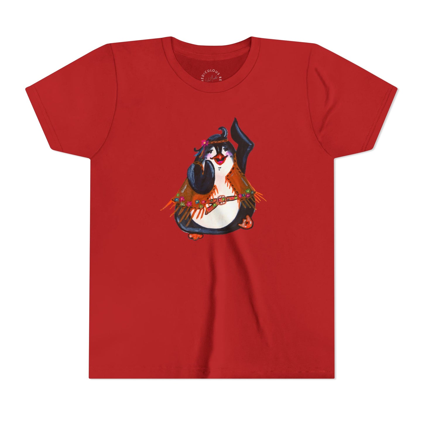 Kids Dancing Penguin Tee — Cute 60s Retro Penguin Graphic Youth T‑Shirt