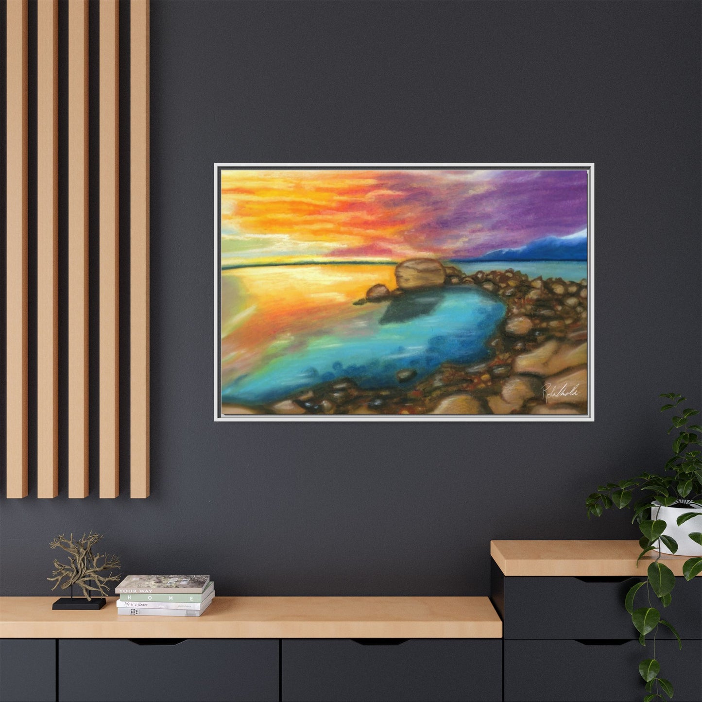 Sunset Ocean Beach Framed Wall Art