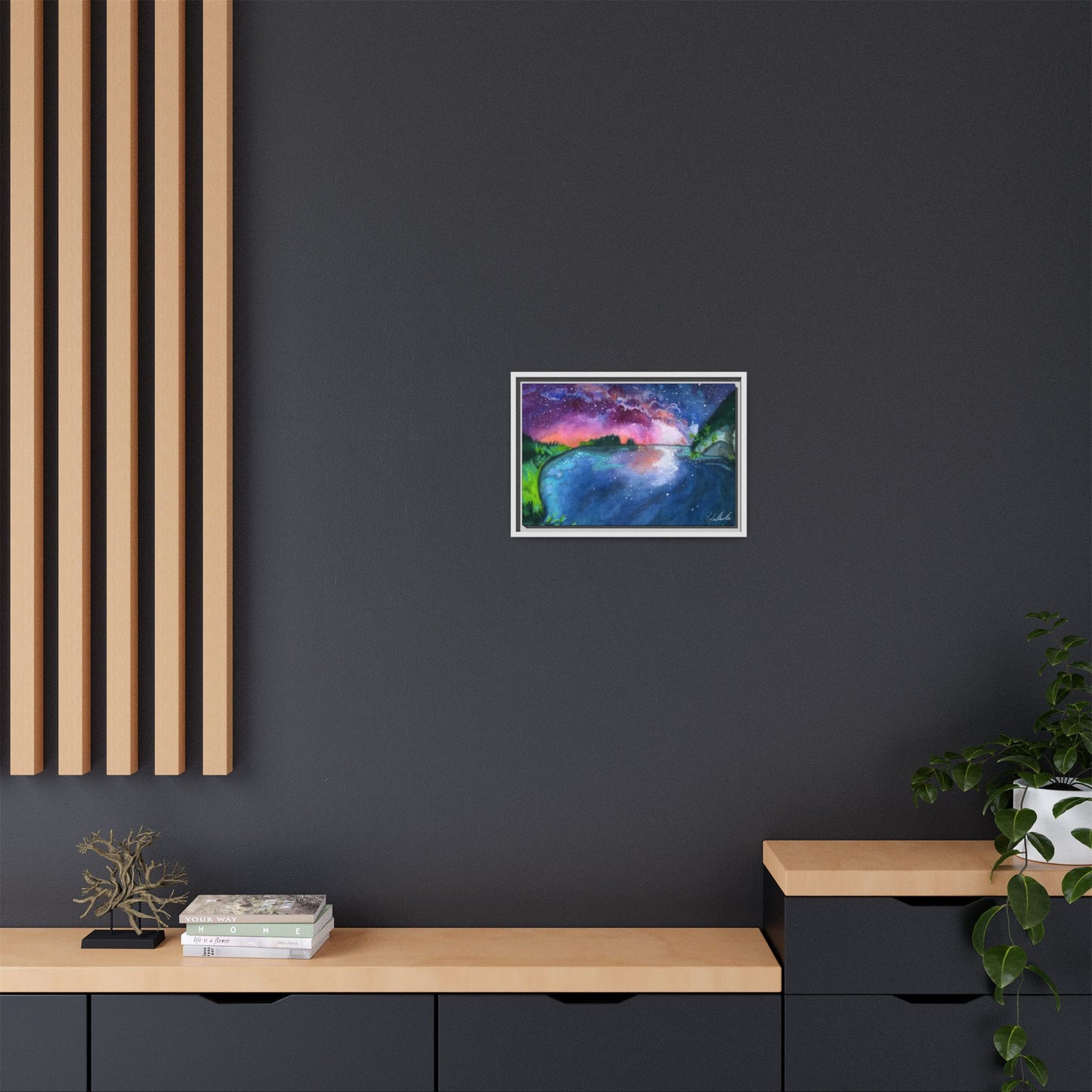 Watercolor Sunset Lake Framed Wall Art