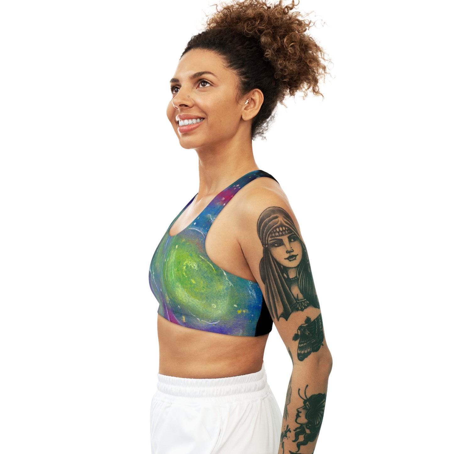 Rainbow Vortex Galaxy Seamless Sports Bra (AOP)