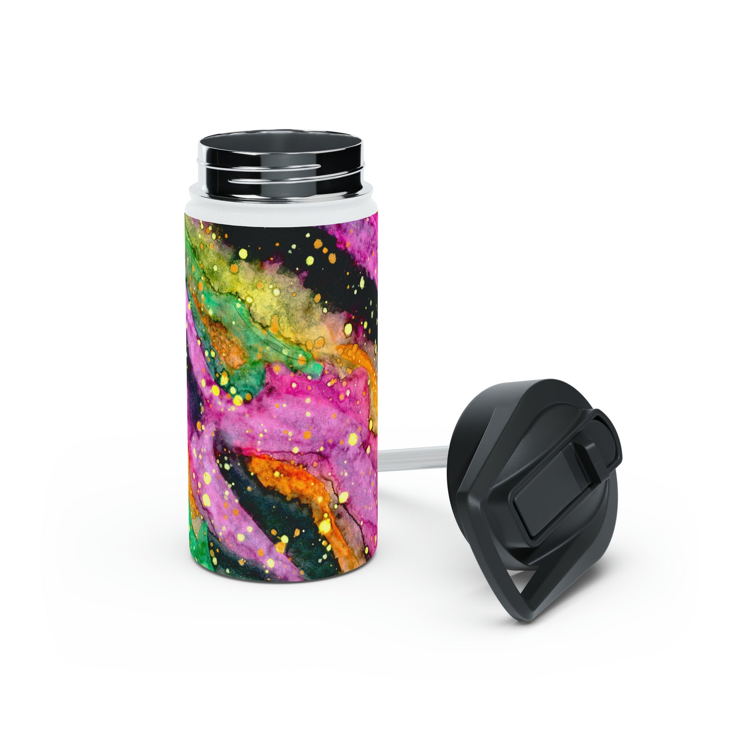 Neon Galaxy Stainless Steel Water Bottle, Standard Lid