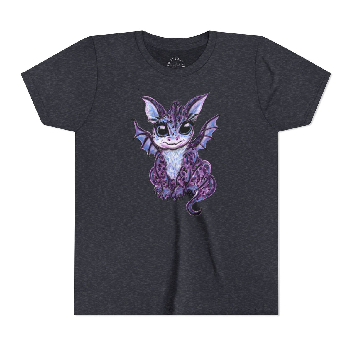 Youth Tee — Cute Purple Baby Dragon Illustration Kids Shirt