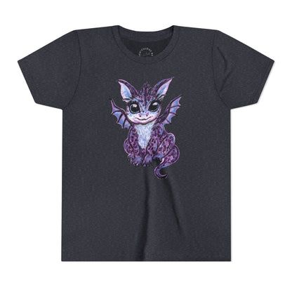 Youth Tee — Cute Purple Baby Dragon Illustration Kids Shirt