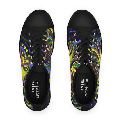 Women's Low Top Sneakers — Vibrant Neon Abstract Octopus Art Casual Shoes