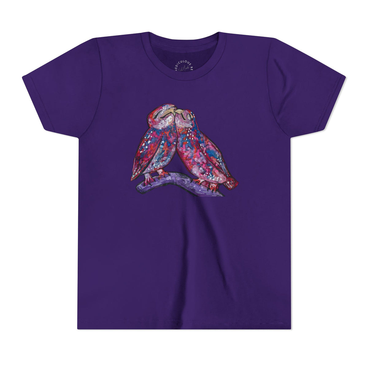 Youth Tee – Watercolor Lovebirds Graphic