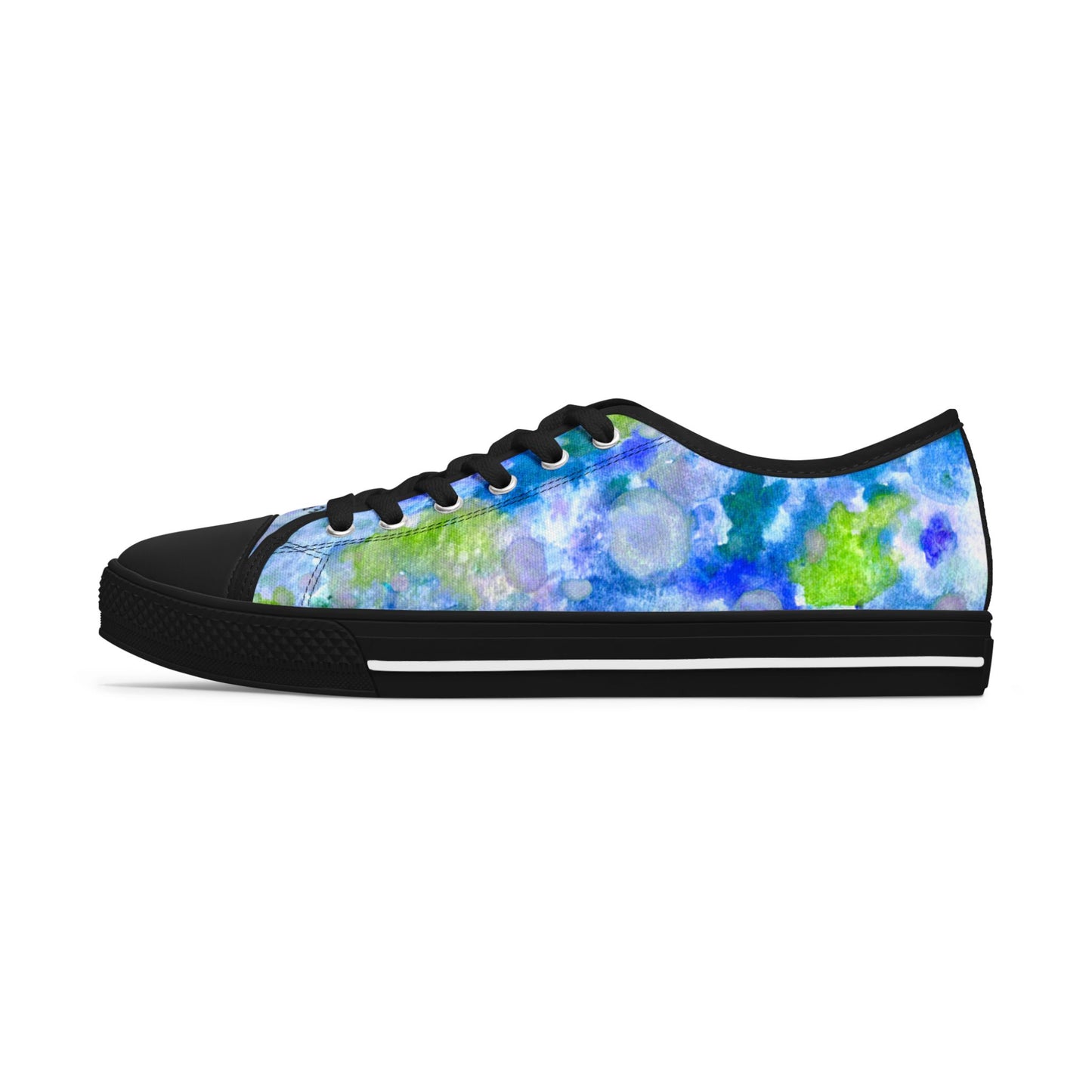 Floral Watercolor Low Top Sneakers — Blue Green Garden Print
