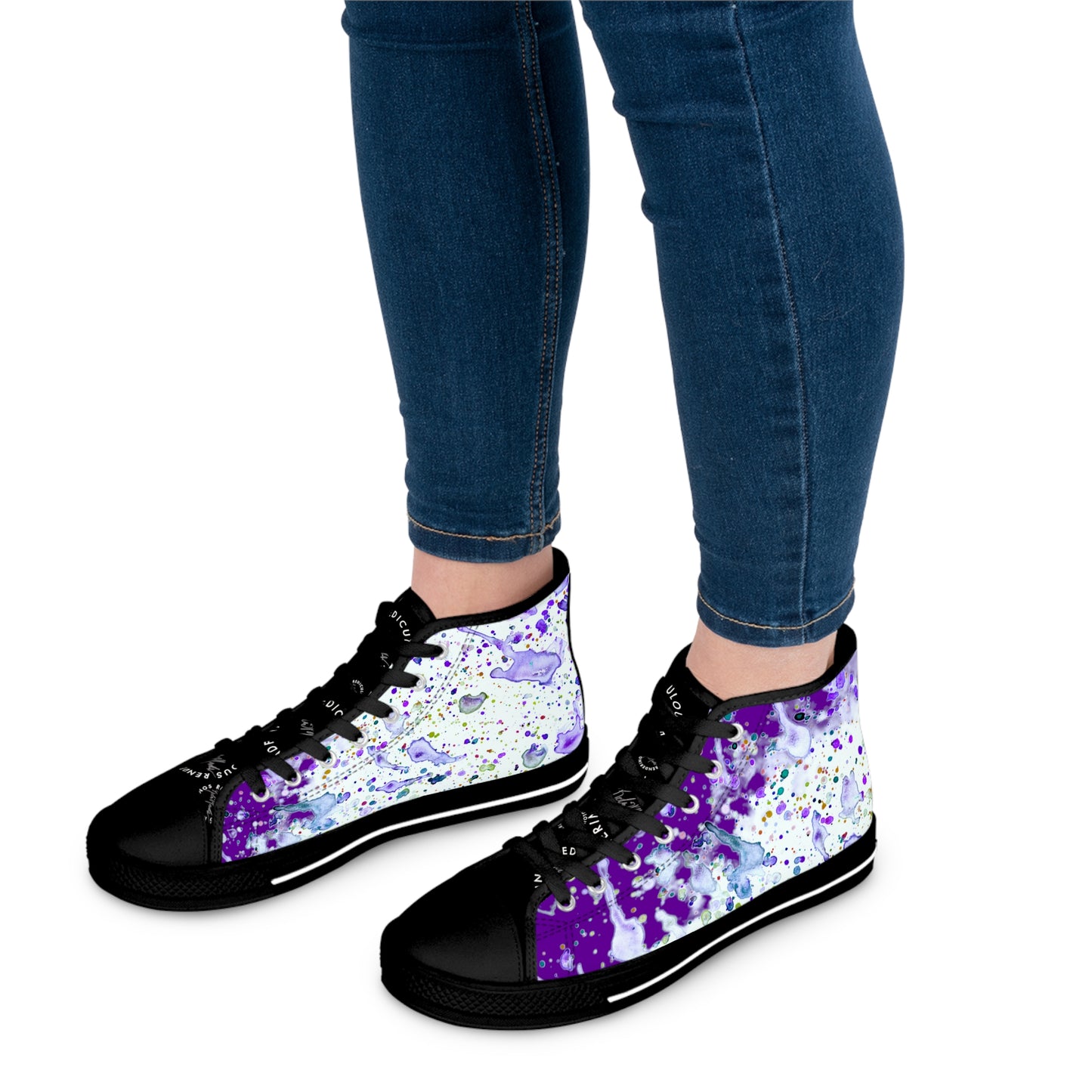 Purple Color Splash Unisex Classic High Top Sneakers