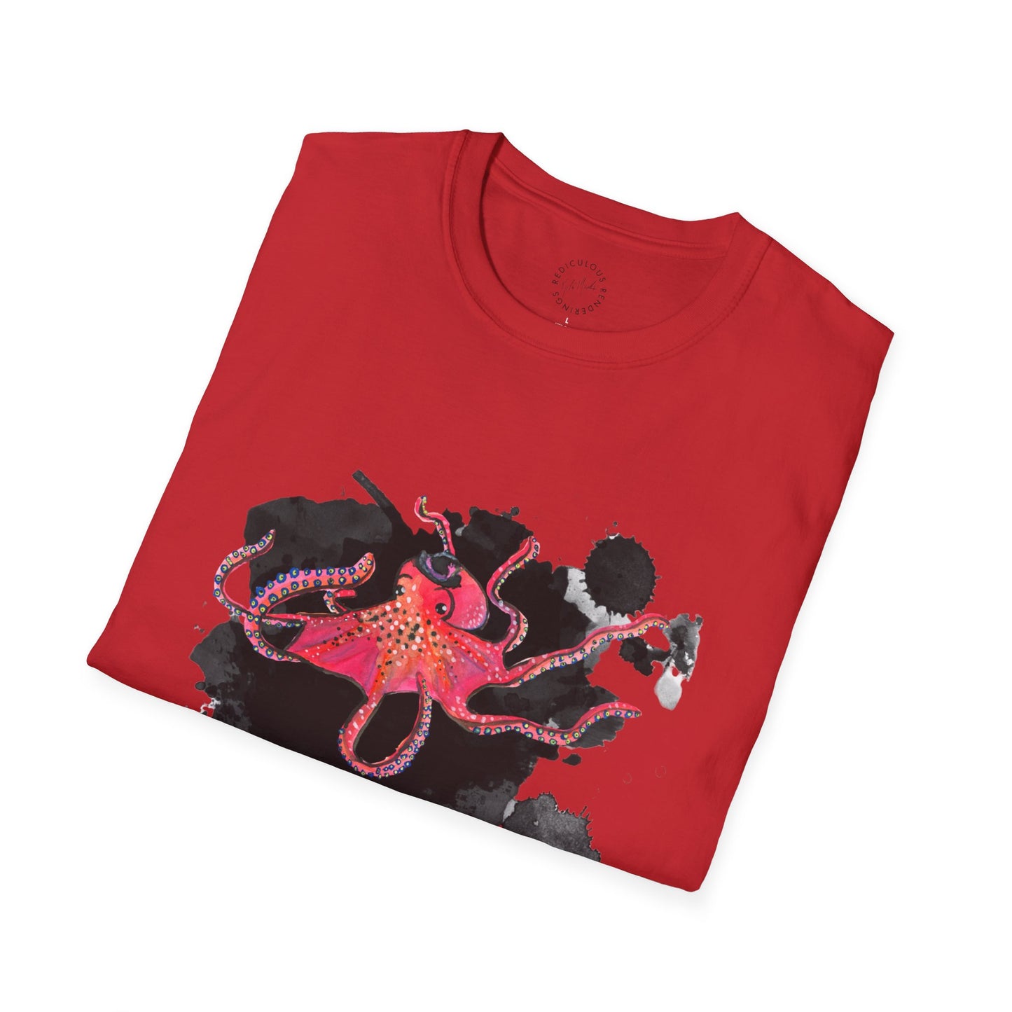 Octopus Ink Blot Unisex Softstyle T-Shirt