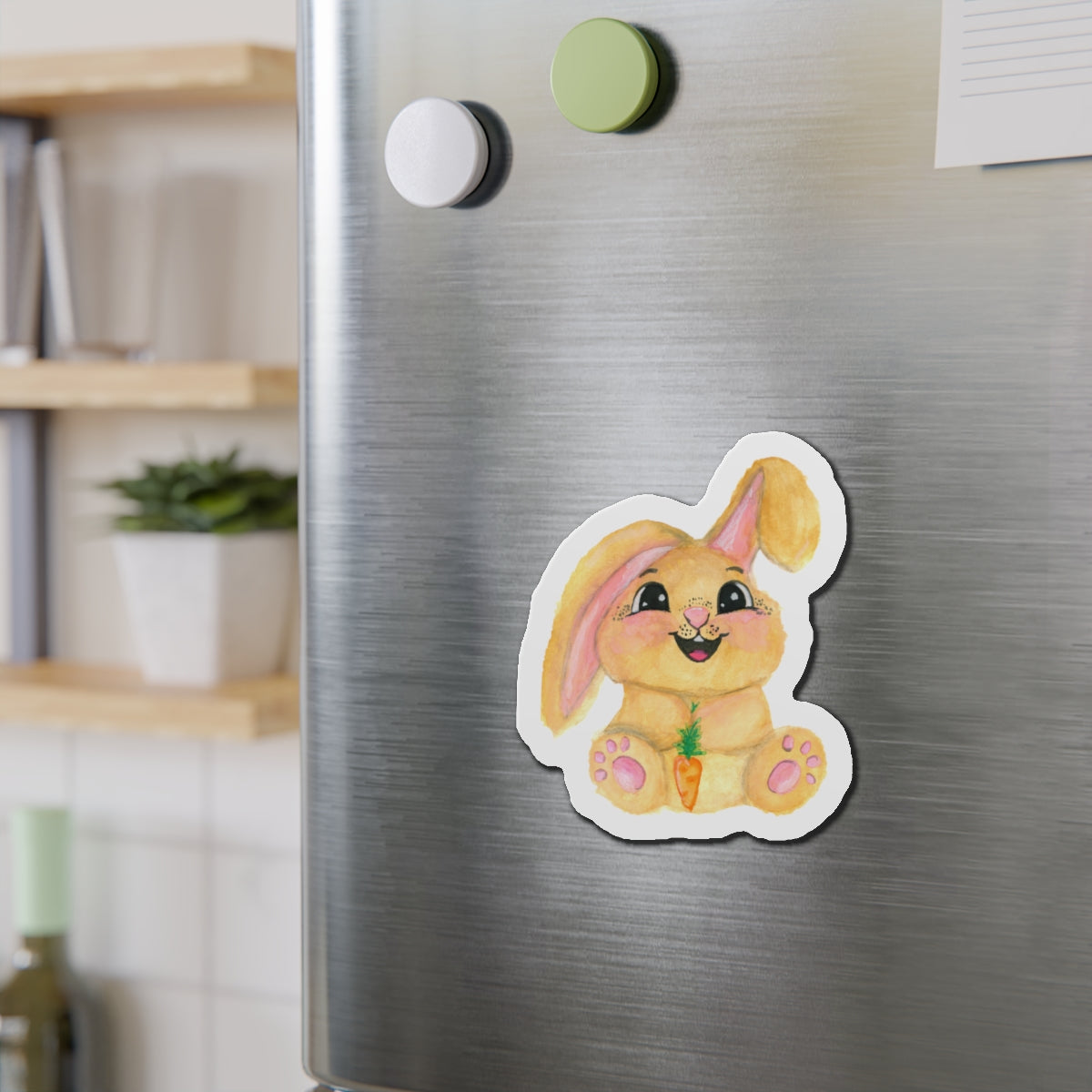 Bunny Die-Cut Magnets  Custom Shape, 5 Sizes, Vinyl Material for Outdoor Use, Flexible and Durable, Black Backing - Home Decor Refrigerator Magnets