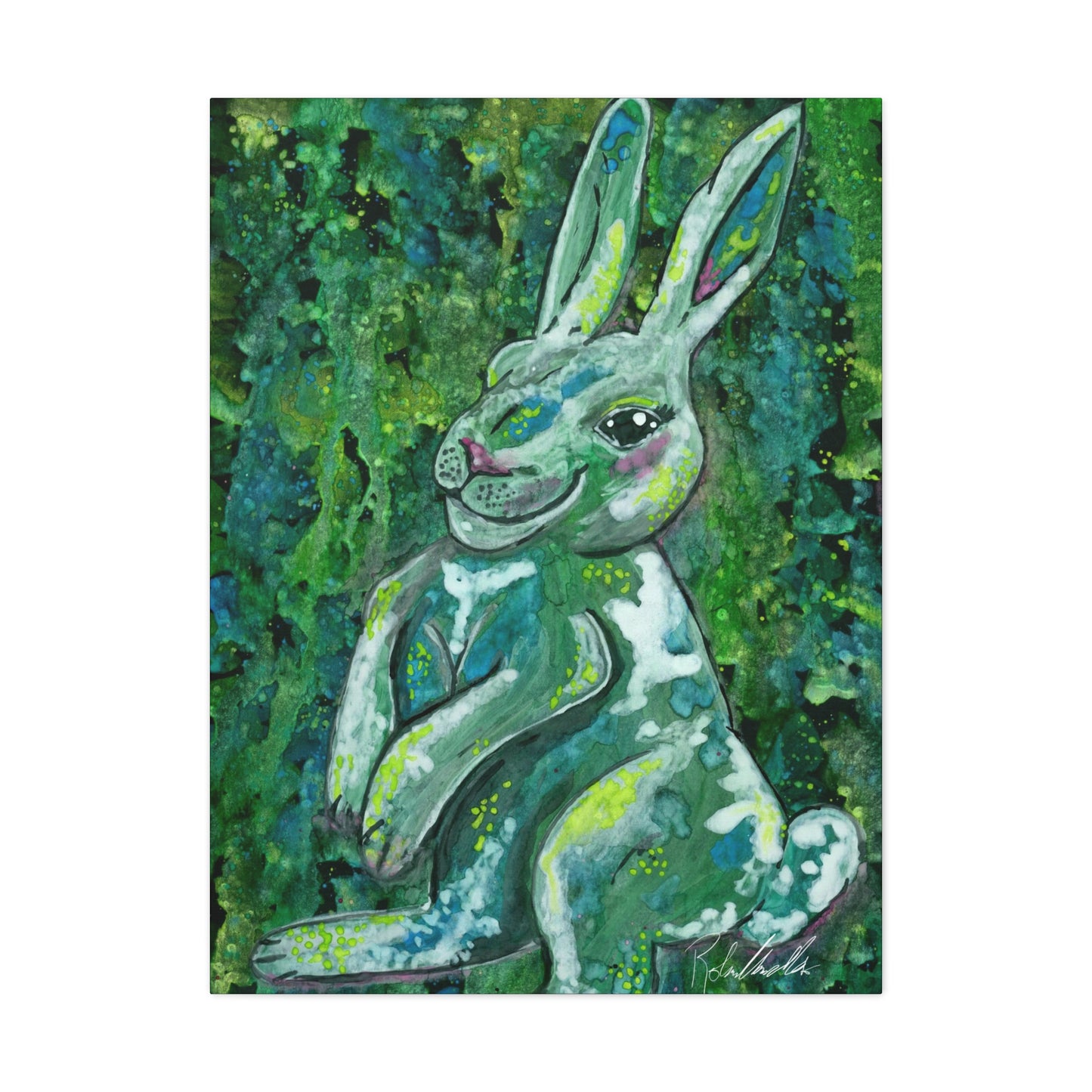 Green Rabbit Canvas Gallery Wraps