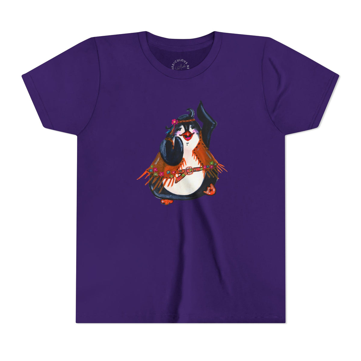 Kids Dancing Penguin Tee — Cute 60s Retro Penguin Graphic Youth T‑Shirt