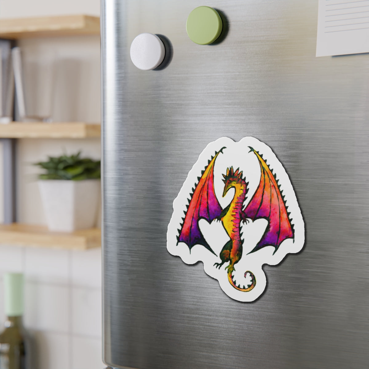 Fire Dragon Die-Cut Magnets  Custom Shape, 5 Sizes, Vinyl Material for Outdoor Use, Flexible and Durable, Black Backing - Home Decor Refrigerator Magnets