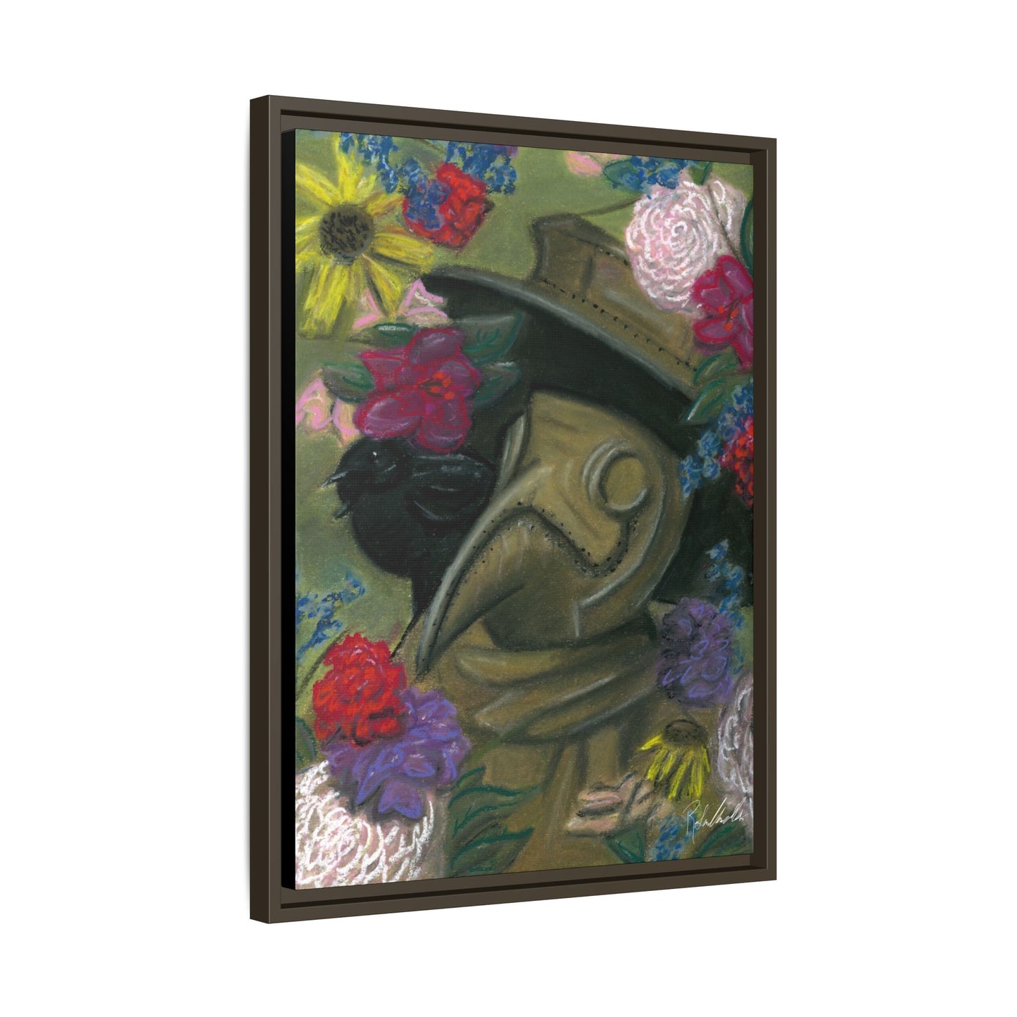 Plague Doctor and Raven Framed Wall Art